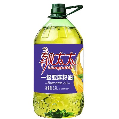 冷榨一级纯亚麻籽油胡麻油2.7L升正品压榨植物辅食用油一件代发