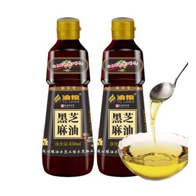 黑芝麻油香油450ml芝麻小磨麻油香油商用黑芝麻油火锅香油