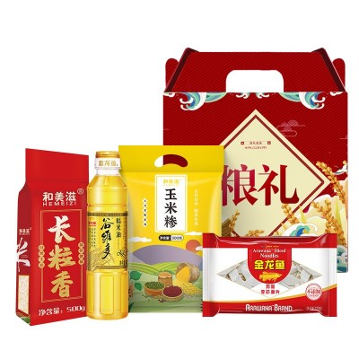 金龙鱼油米礼盒葵仁菜籽稻米油400ml盘锦大米500G伴手礼福利送礼图4