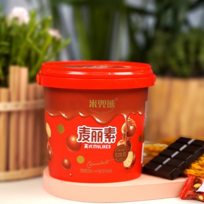 网红爆款麦丽素桶装夹心糖果办公室零食怀旧独立包装休闲巧克力图5