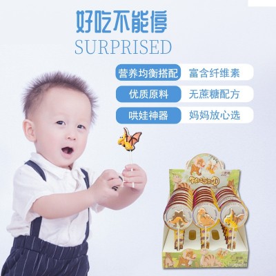 巧克力棒棒糖批发卡通恐龙儿童零食造型糖果朱古力礼盒装脆脆棒图3