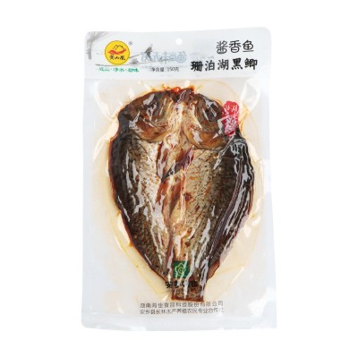 批发酱板鸭黑鲫 厂家批发酱板鸭酱香鱼珊泊湖黑鲫150g 休闲小吃图2
