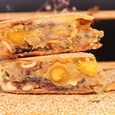 温州特产桥墩陈玉成手工大月饼鲜肉蛋黄五仁750g中秋礼盒装500克图2