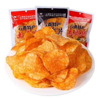 滇二娃农科院麻辣薯片云南贵州土特产土豆片休闲零食小吃食品批发图2