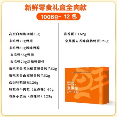 来伊份肉肉零食大礼包员工福利慰问品礼盒年货风味鸭脖全肉小吃图4