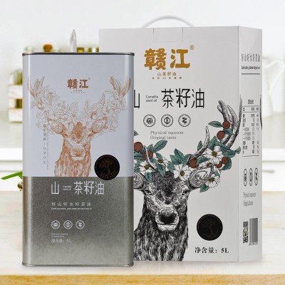 赣江山茶油5L鹿头铁桶纯正茶油食用油茶树油江西山茶籽油礼盒图2
