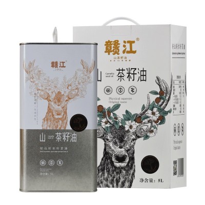 赣江山茶油5L鹿头铁桶纯正茶油食用油茶树油江西山茶籽油礼盒