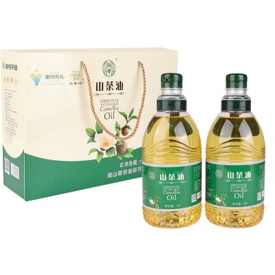 山茶初榨纯正茶籽油1L升两瓶装物理压榨一级食用油团购礼盒批发图2