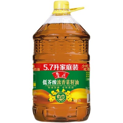 鲁花低芥酸浓香菜籽油5.7L 非转基因物理压榨一级纯菜籽油