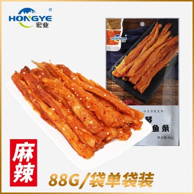 山东宏业休闲即食小包装88g麻辣碳烤手撕风琴鱿鱼条丝20袋起订图4