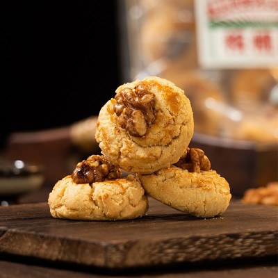 传统手工糕点桃酥核桃仁饼干盒装下午茶中式点心零食桃酥整 箱批发图2