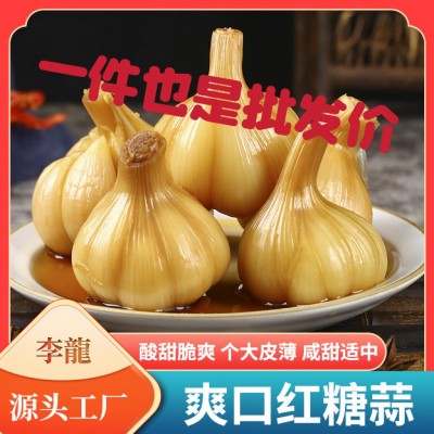 500g红糖蒜大蒜头新鲜腌制无水糖醋蒜头甜蒜咸菜下饭菜泡菜腌蒜袋图2