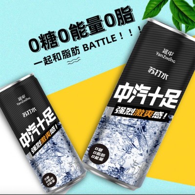 【延中】苏打气泡水罐装330ml*24罐/箱 原味无糖苏打气泡饮料饮品图1
