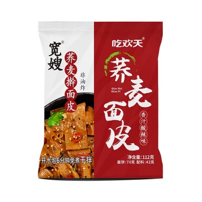 吃欢天荞麦面皮香汁酸辣味112g*10袋整箱擀面皮非油炸批发代发图5