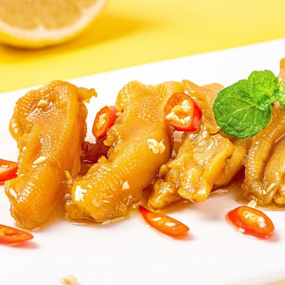 网红零食芥末无骨鸭掌鸭爪商用即食熟食200g盒装酸辣去骨鸭脚小吃图4
