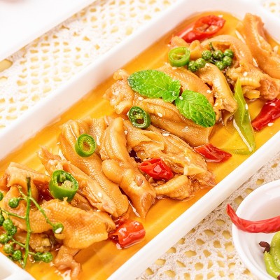 网红零食芥末无骨鸭掌鸭爪商用即食熟食200g盒装酸辣去骨鸭脚小吃图3