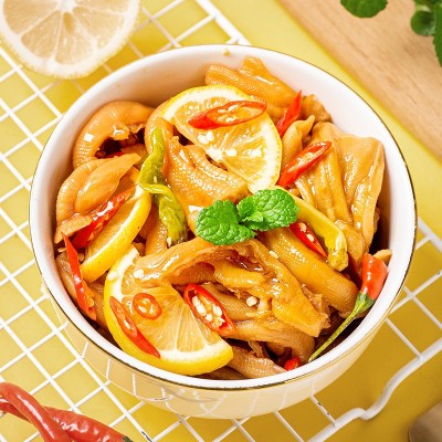 网红零食芥末无骨鸭掌鸭爪商用即食熟食200g盒装酸辣去骨鸭脚小吃图2