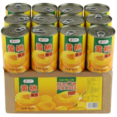 正品黄桃罐头整箱12罐装*425克砀山特产新鲜糖水水果罐头2罐批发图3