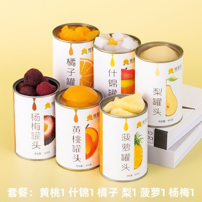 水果罐头混合装整箱多口味新鲜黄桃菠萝杨梅橘子山楂葡萄商用批发图5