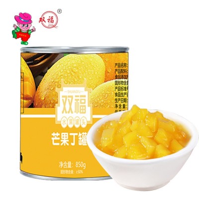 双福芒果丁商用850g罐装杨枝甘露果酱奶茶店专用芒果粒芒果泥罐头图3
