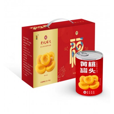 83黄桃罐头红色礼盒装水果节日送礼砀山特产代发厂家批发整箱图5