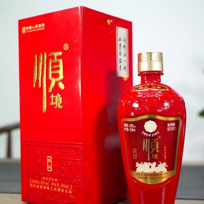 顺境精品酒红瓶42度礼盒装浓香型白酒五粮酿造传统工艺图3