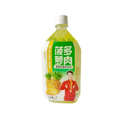 菠萝多肉果汁饮品 大地果园菠萝味果粒饮料1L*12瓶整箱批发图5