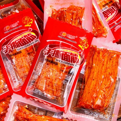 辣条大量批发手撕面筋素食儿时小面筋湖南麻辣休闲小零食厂家包邮图5