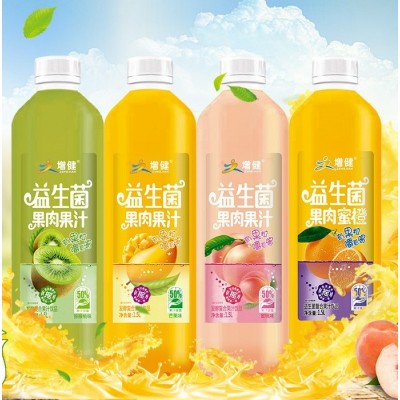 大瓶装果汁饮料益生菌果肉果汁1.5L箱装芒果味增健益生菌果汁饮料图2