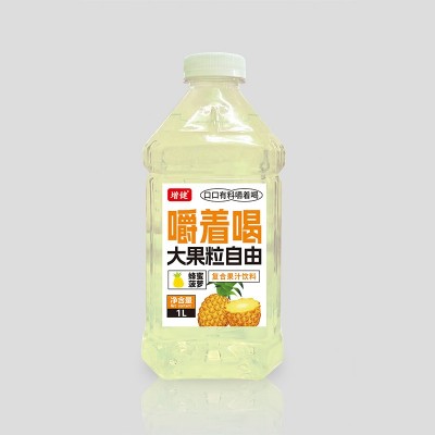 增健果肉果汁蜂蜜葡萄菠萝白桃嚼着喝果粒果汁饮料1L*12代理批发图3