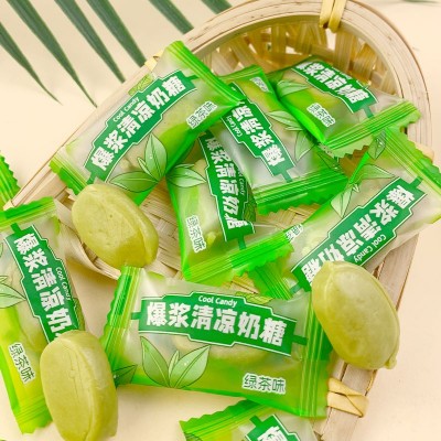 绿茶味爆浆清凉奶糖夹心糖果独立包装追剧休闲软糖小零食散装糖果图4