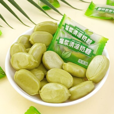 绿茶味爆浆清凉奶糖夹心糖果独立包装追剧休闲软糖小零食散装糖果图3
