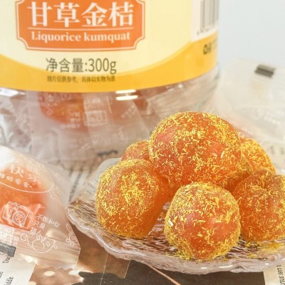 川知贝甘草金桔300克罐装酸甜开胃休闲小零食果脯蜜饯正宗金橘干图2