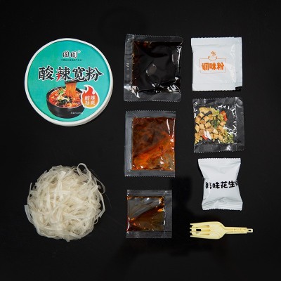 国圆酸辣宽粉重庆风味小吃非油炸清真方便速食嗨吃家酸辣粉同款图3