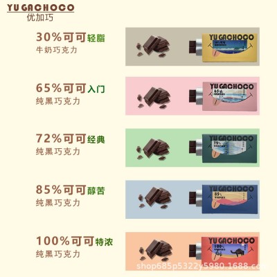 优加巧零添加蔗糖每日纯黑巧克力排块办公休闲零食40g/盒图2
