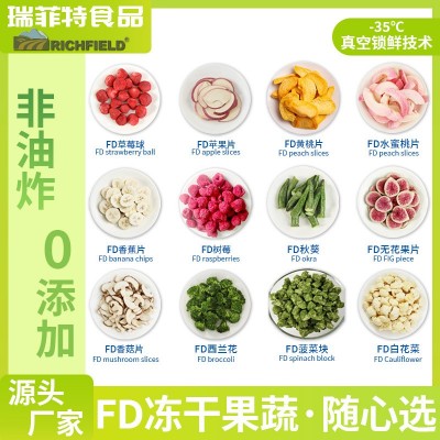 冻干水果干厂家批发冻干蔬菜果蔬块0添加草莓脆西兰花秋葵 苹果片