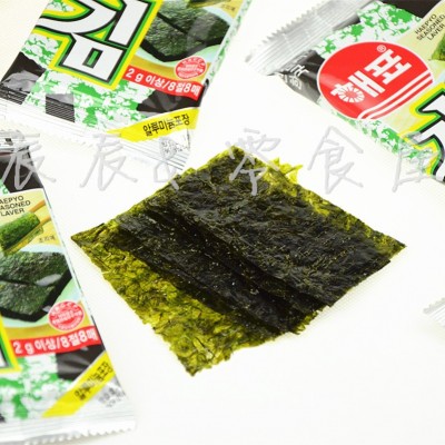 韩国进口零售品 海牌海飘芥末番茄烤海苔即食烤紫菜2g*8包/袋图2