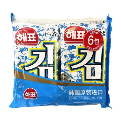 韩国进口零售品 海牌海飘芥末番茄烤海苔即食烤紫菜2g*8包/袋图4