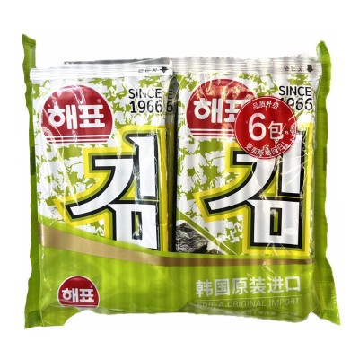 韩国进口零售品 海牌海飘芥末番茄烤海苔即食烤紫菜2g*8包/袋图3