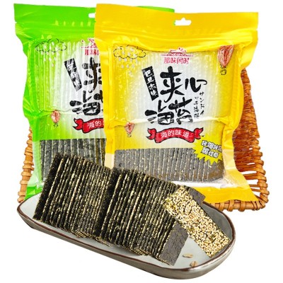 那味闲时芝麻海苔夹心脆袋装125g即食夹心海苔零食巴旦木味烤海苔图5