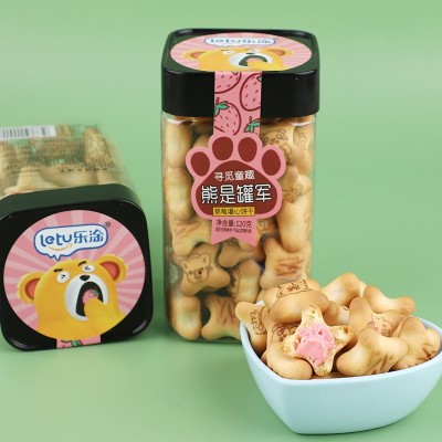 乐涂小熊注心饼干儿童零嘴饼干网红零食120g草莓夹心饼干一件代发图4