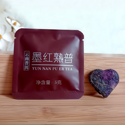 花茶包 墨红熟普 云南普洱熟茶 爱心型 5克/片 墨红玫瑰茶叶批发图2