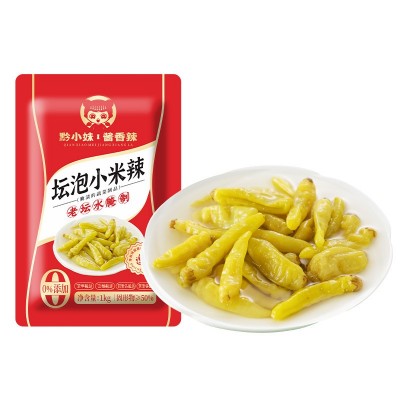 黔小妹坛泡泡椒白小米辣老坛子泡菜餐饮商用1kg袋装0添加防腐剂图5