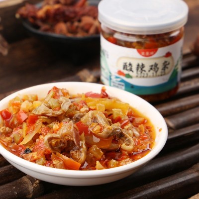 湖南酸辣鸡杂下饭菜开胃菜下酒菜拌饭拌面酱腌菜厂家批发图3