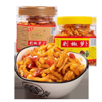 工厂批发湖南下饭菜剁椒萝卜榨菜香辣脆爽瓶装香辣萝卜条下饭菜图2
