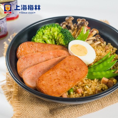 上海梅林午餐肉罐头340g/198g*3火腿肉即食熟食火锅泡面早餐食材图4