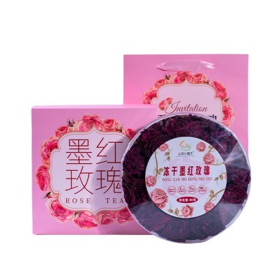 云南无硫冻干墨红玫瑰养生花茶特产食用重瓣墨红玫瑰罐装送礼定制图5