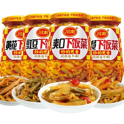 川南爽口下饭菜早餐开味咸菜罐装脆豇豆黄花小榨菜235g瓶装批发图4