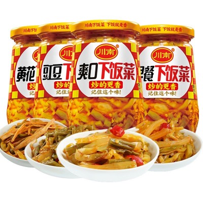 川南爽口下饭菜早餐开味咸菜罐装脆豇豆黄花小榨菜235g瓶装批发图2