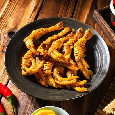 安徽特产宣城香辣鸭脚包鸭肠包香辣卤味开袋即食小零食5只袋装图4